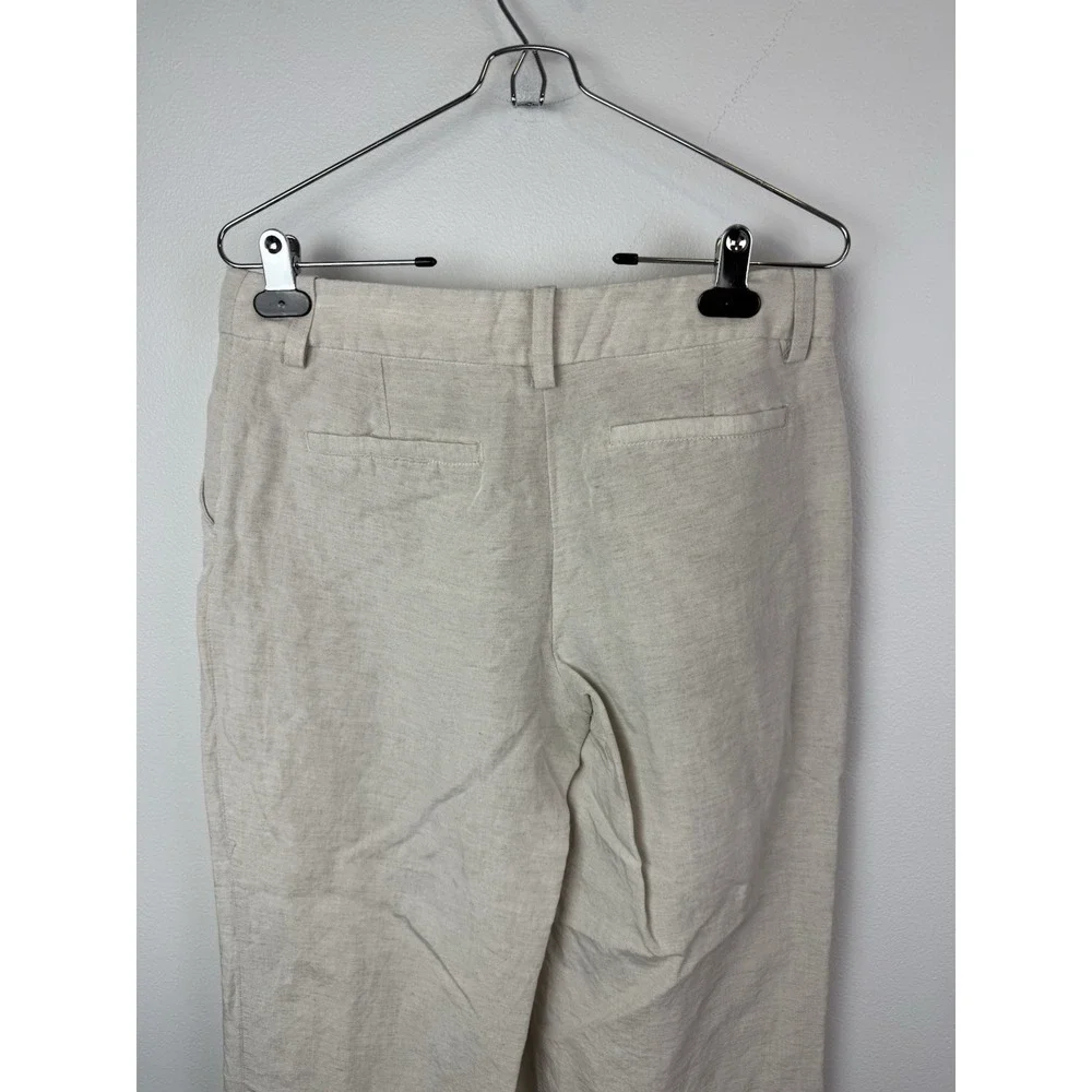 H&M Linen Blend Tan Cropped Pleated Womens‎ Trousers Sz 8